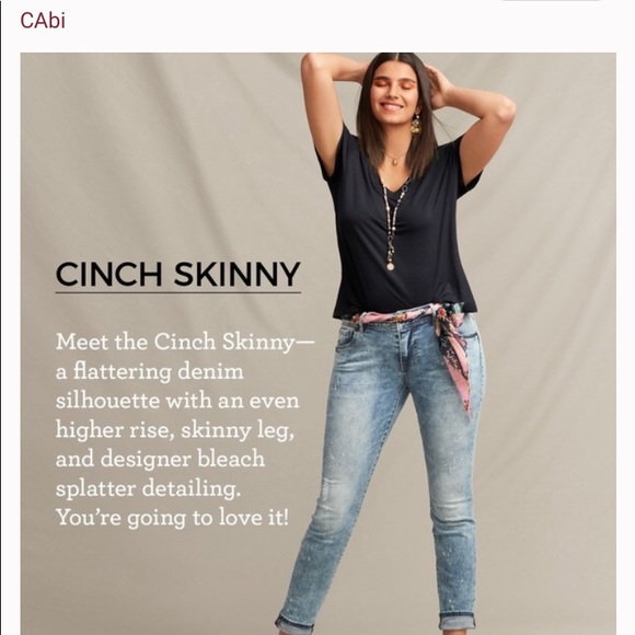 Cabi Jeans Cinch Skinny Paint Spattered 